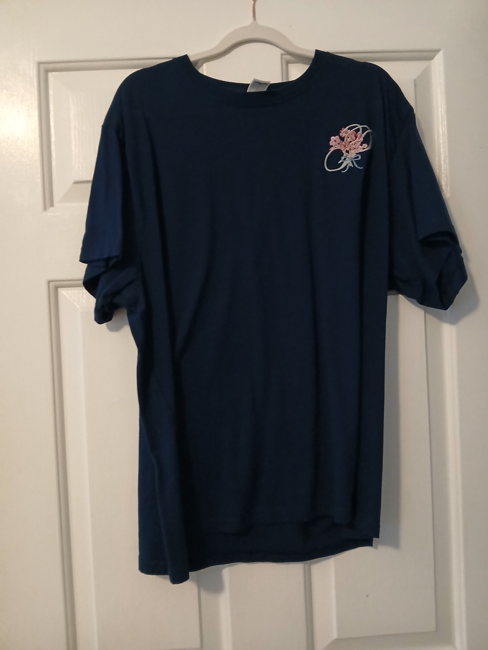PINK Victoria's Secret Navy Short Sleeve Tee with Pink Floral Accent